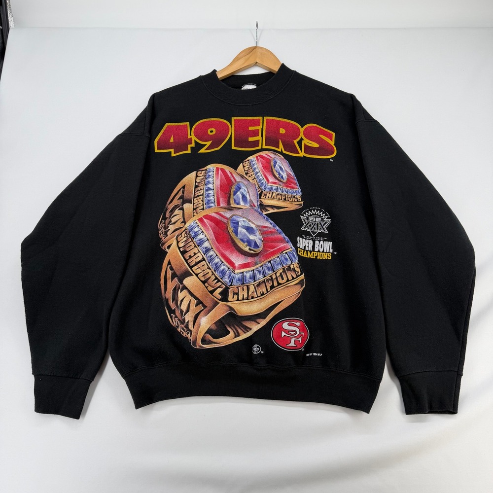 Vintage San Francisco 49ers Super Bowl XXIX Champions Sweatshirt XL Black 1994